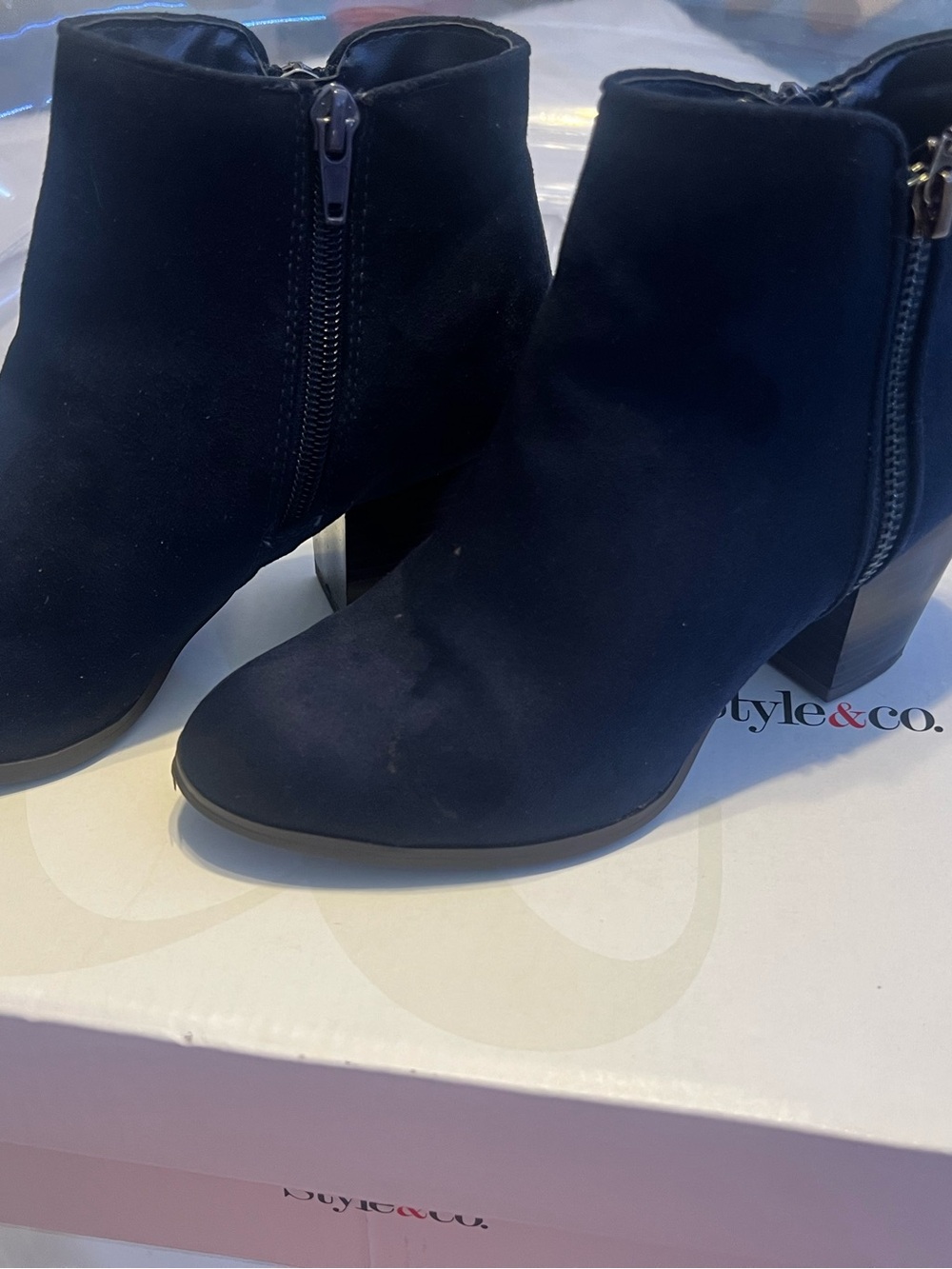Women's Black Suede Ankle Boots with Side Zip
